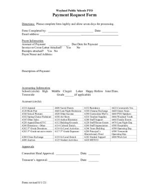 Fillable Online Payment Request Form The Wayland Pto Fax Email Print