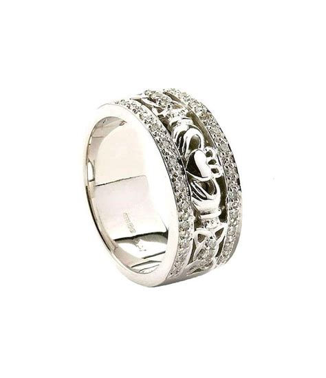 Bague De Mariage Claddagh Pour Femme Avec Bordure En Diamant