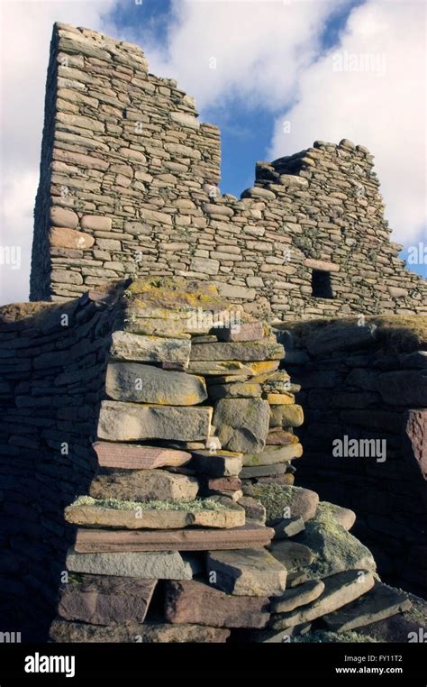 Scotland, Shetland Islands, Jarlshof Ruins, with remnants of Iron Age ...