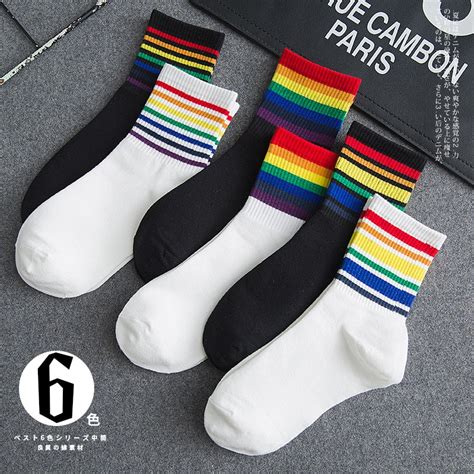 LGBT Estilo Harajuku Moda Calcetines Largos Calcetines Arco Iris De