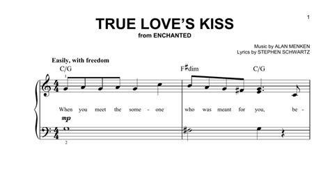 True Love S Kiss From Enchanted Easy Piano Print Sheet Music Now