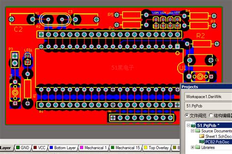 51单片机最小系统原理图与pcb工程ad制图 Altium Designer