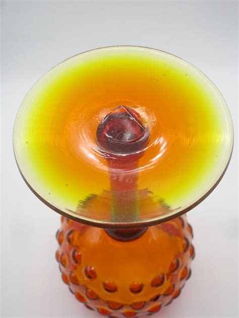 Mcm Blenko Glass Vineyard Bubble 12 Amberina Goblet Etsy