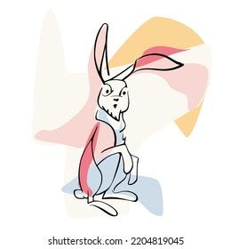 Sitting Hare Drawing Line On Colored Stock Vector (Royalty Free) 2204819045 | Shutterstock