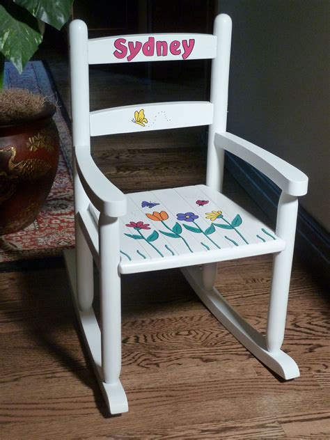 Personalized Kids 2 Slat Rocking Chair Hand Painted Rocking Chair