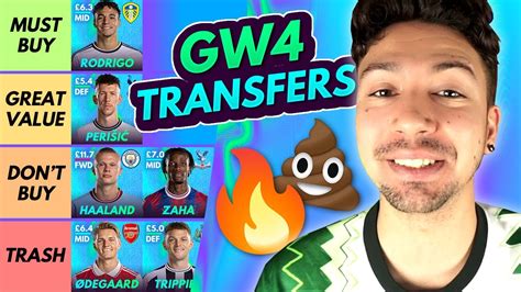 FPL GW4 BEST TRANSFERS Transfer Tier List For Gameweek 4 Fantasy