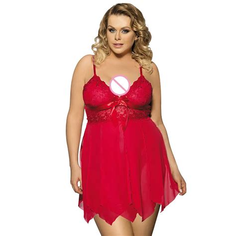 Baby Doll Sexy Lingerie Plus Size Transparent Lace Sleepwear Porn Dress