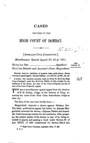 Bombay High Court Reports : Reports of cases decided in the High Court of Bombay. I-XII, 1862 ...