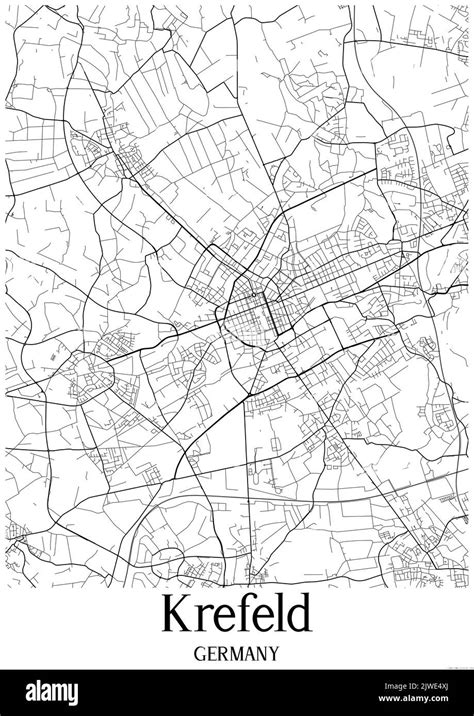 Black And White Urban Map Of Krefeld Stock Photo Alamy