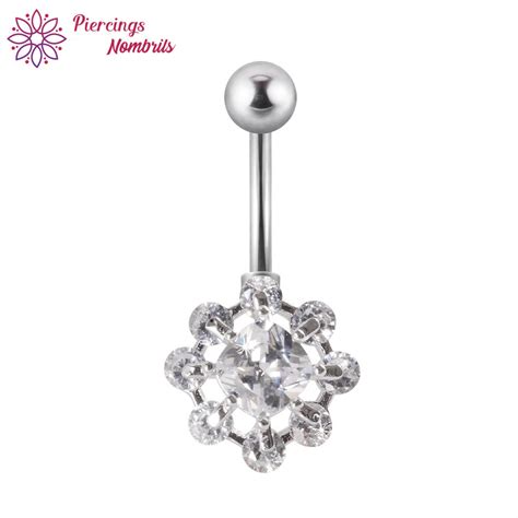 Piercing nombril Crystal évolution argent piercings nombrils fr