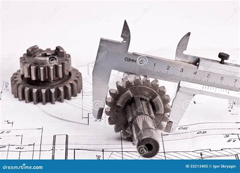 Compasso De Calibre E Engrenagem Imagem De Stock Imagem De Ferramenta