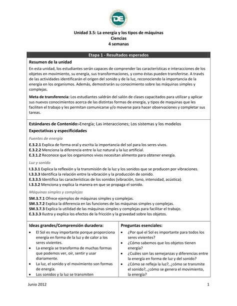 PDF Unidad 3 5 La energía y los tipos de máquinas Ciencias 4