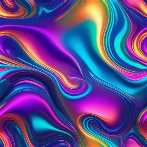 Premium Ai Image D Fluid Abstract Metallic Holographic Colored Shape