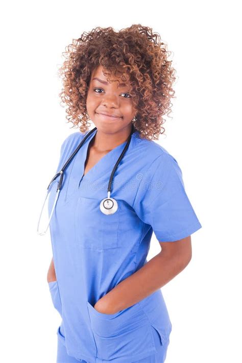 African Young Nurse Isolated On White Background Stock Photo Image Of