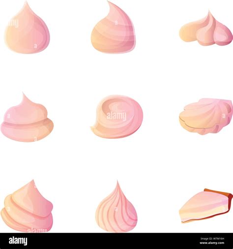 Sweet Meringue Icon Set Cartoon Set Of 9 Sweet Meringue Vector Icons