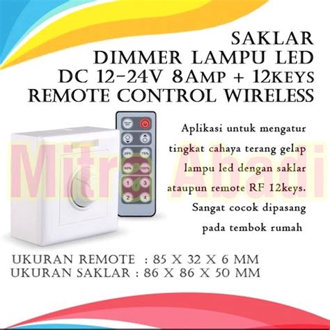 Jual Saklar Dimmer Lampu LED DC 12 24V 8A 12 Keys Remote Control