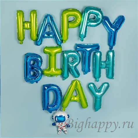 Зелено-голубые шарики-буквы Happy Birthday купить в Москве с доставкой ...