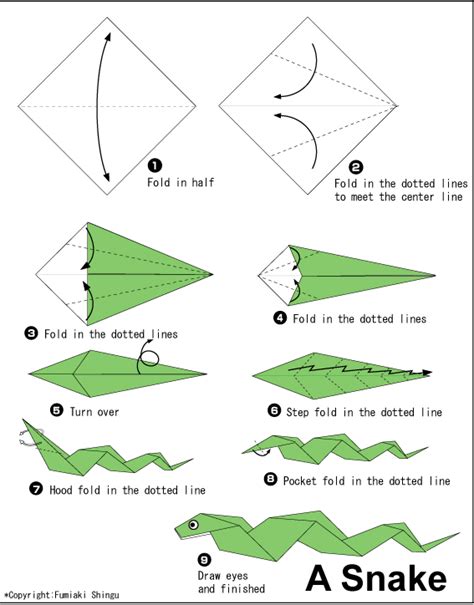 Origami ideas: How To Make Origami Snake Step By Step