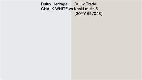 Dulux Heritage Chalk White Vs Dulux Trade Khaki Mists 5 30yy 69048 Side By Side Comparison