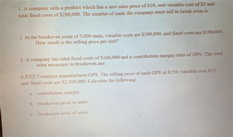 Solved I A Company Sells A Product Which Has A Unit Sales