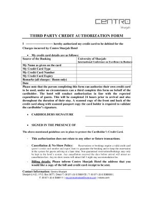 Fillable Online Third Party Credit Authorization Form Fax Email Print