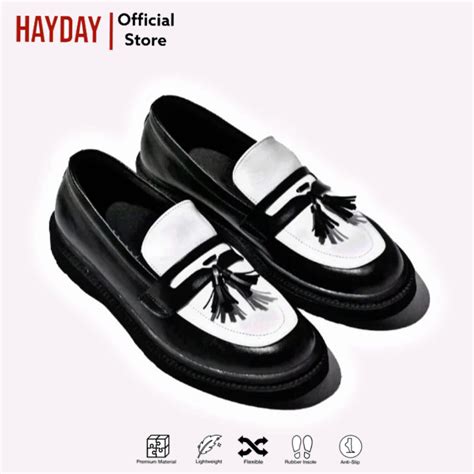 Jual Sepatu Formal Pria Docmart Penny Loafer Keren Hitam Putih Shopee