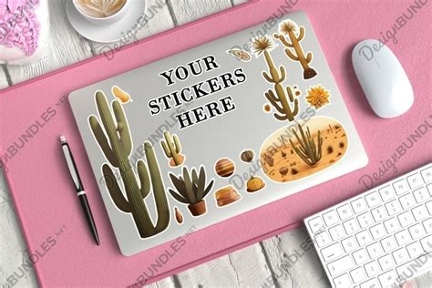 Closed laptop stickers psd mockup