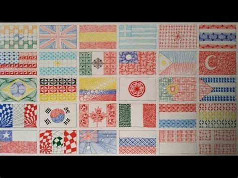 how to draw FLAGS of the World speed drawing MANDALA cómo dibujar