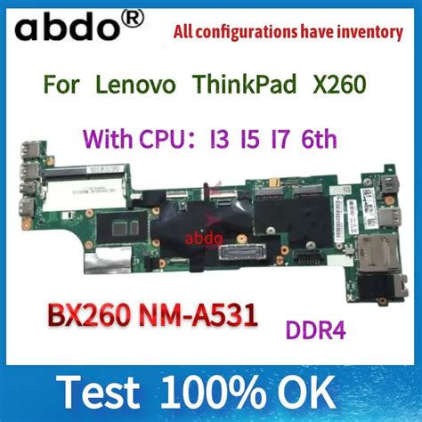 BX260 NM A531 For Lenovo ThinkPad X260 Laptop Motherboard FRU 00UP198