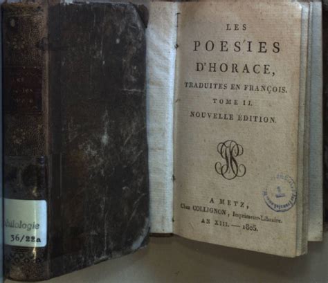 Les Poesies D Horace Traduites En Francois Par L Abbe Batteux Tomes