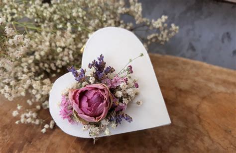 Ringbox Mille Fleurs Holzbox Herz Mini Ringkissen Ringhalter Zur