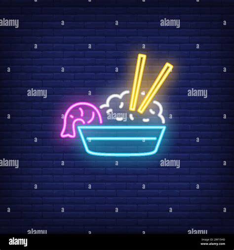 Rice Bowl Neon Sign Stock Vector Image And Art Alamy