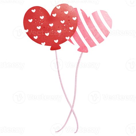 Watercolor Heart Balloons Illustration 39302029 Png