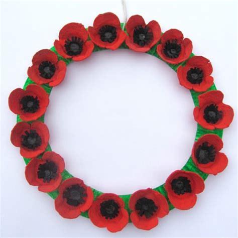 How To Make An Egg Carton Anzac Poppy Wreath Squoodles Ltd