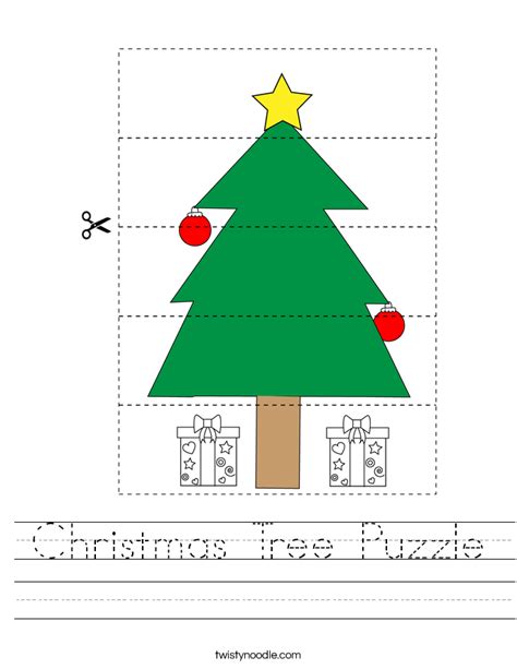 Christmas Tree Puzzle Worksheet Twisty Noodle