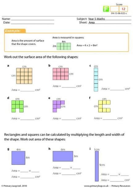 Area Worksheets For Grade 4