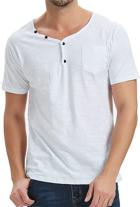 Fobexiss Men S Short Sleeve Henley Shirts Solid Color Pocket Relaxed