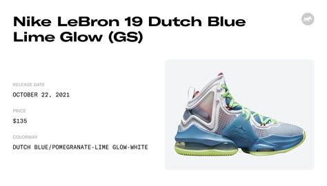 Nike LeBron 19 Dutch Blue Lime Glow (GS) - DD0418-400