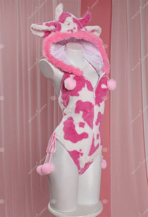 Plush Bodysuit Cow Print Hooded Backless Romper Sexy Lingerie Set Top Quality Lingerie For Sale