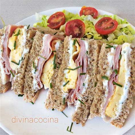 Sándwich mixto con tortilla Receta de DIVINA COCINA