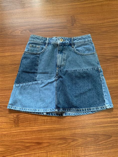 Zara TRF Denim Patchwork Skirt Women S Fashion Bottoms Skirts On