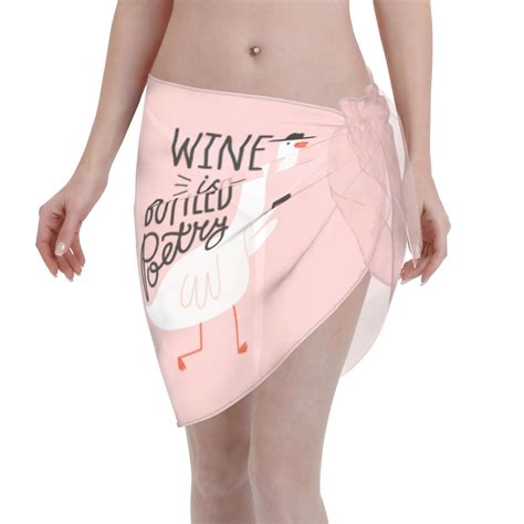 Coaee Goose Holding Wineglass With Red Wine Women S Short Sarongs Beach