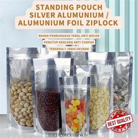 Jual STANDING POUCH SILVER ALUMUNIUM FOIL ZIPLOCK ECER SATUAN