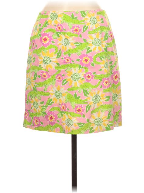 Lilly Pulitzer Cotton Floral Multi Color Yellow Casual Skirt Size