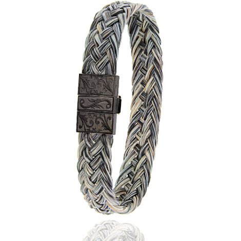 Bracelet Crin De Cheval Fermoir Acier Et Pvd Noir Nchgcgr