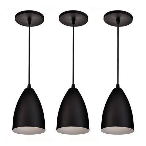 Kit 3 Lustre Pendente Luminária Cone Mini Vegas Preto E27 Bivolt