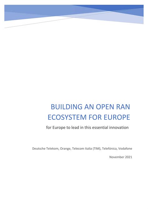 BUILDING AN OPEN RAN ECOSYSTEM FOR EUROPE PDF