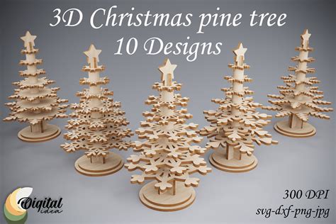 3d Christmas Pine Tree Bundle Laser Cut Graphic By Digital Idea