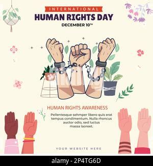 Human Solidarity Day Social Media Stories Flat Cartoon Hand Gezeichnete