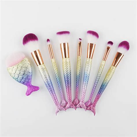 Pcs Mermaid Makeup Brushes Set Foundation Blending Powder Eyeshadow